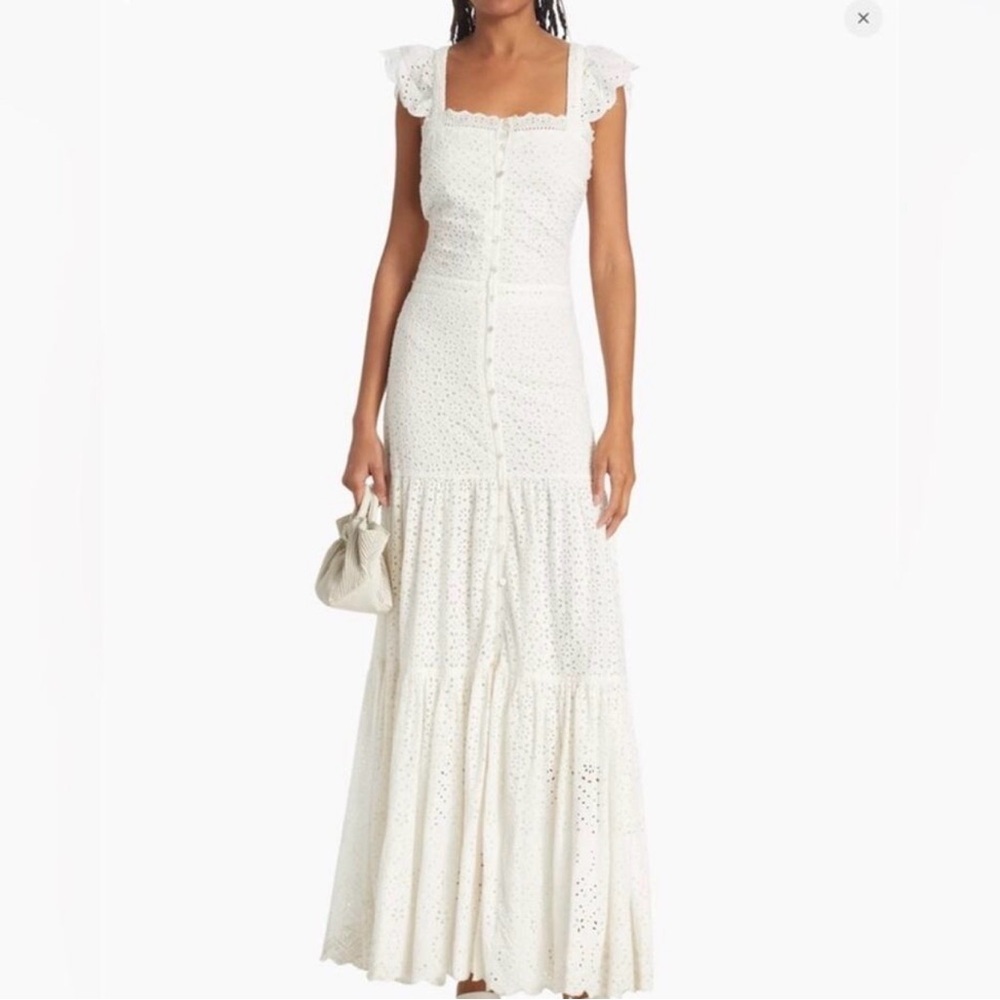 Veronica Beard White Eyelet Austin Maxi Dress